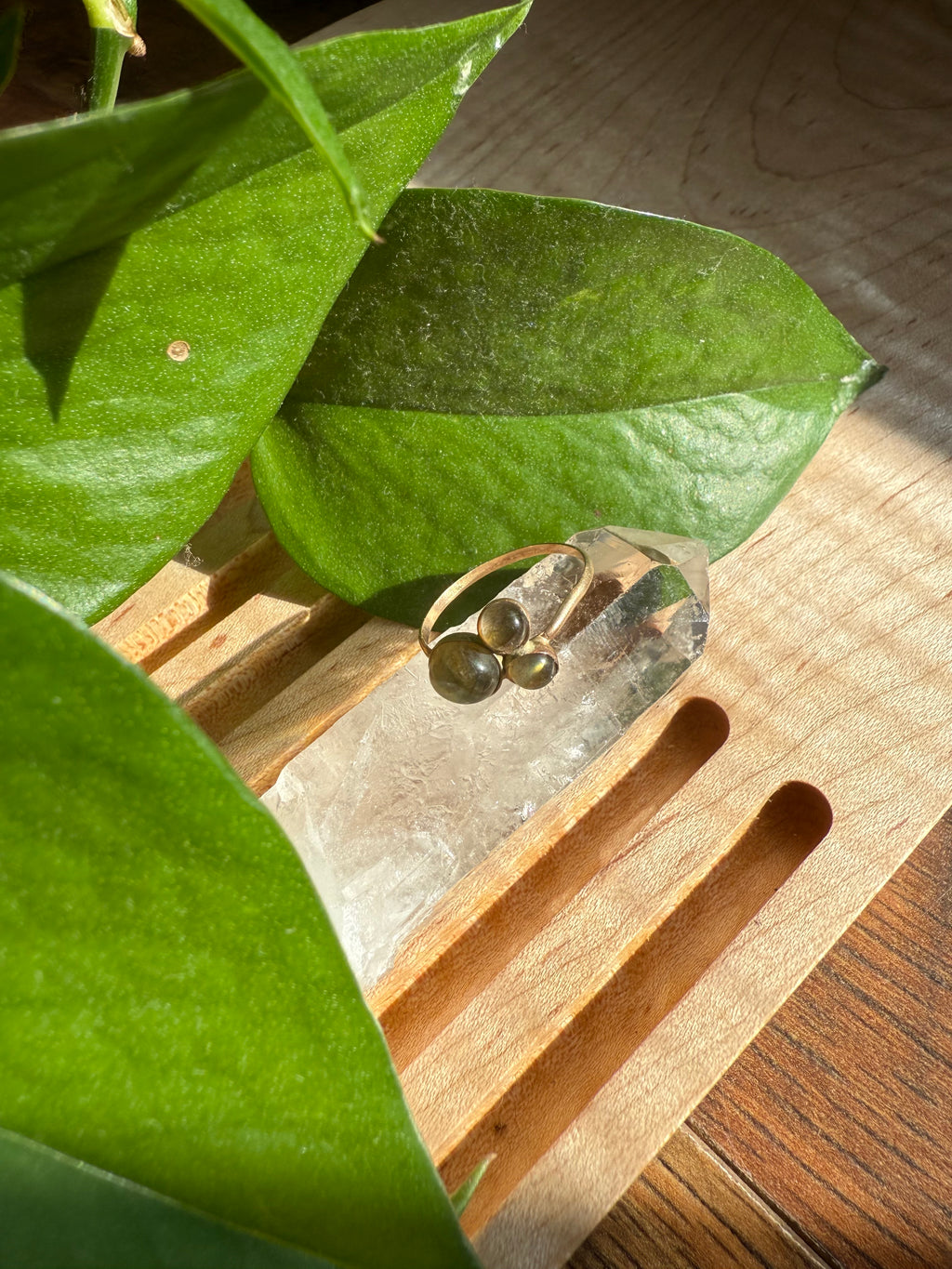 Triple Labradorite Ring