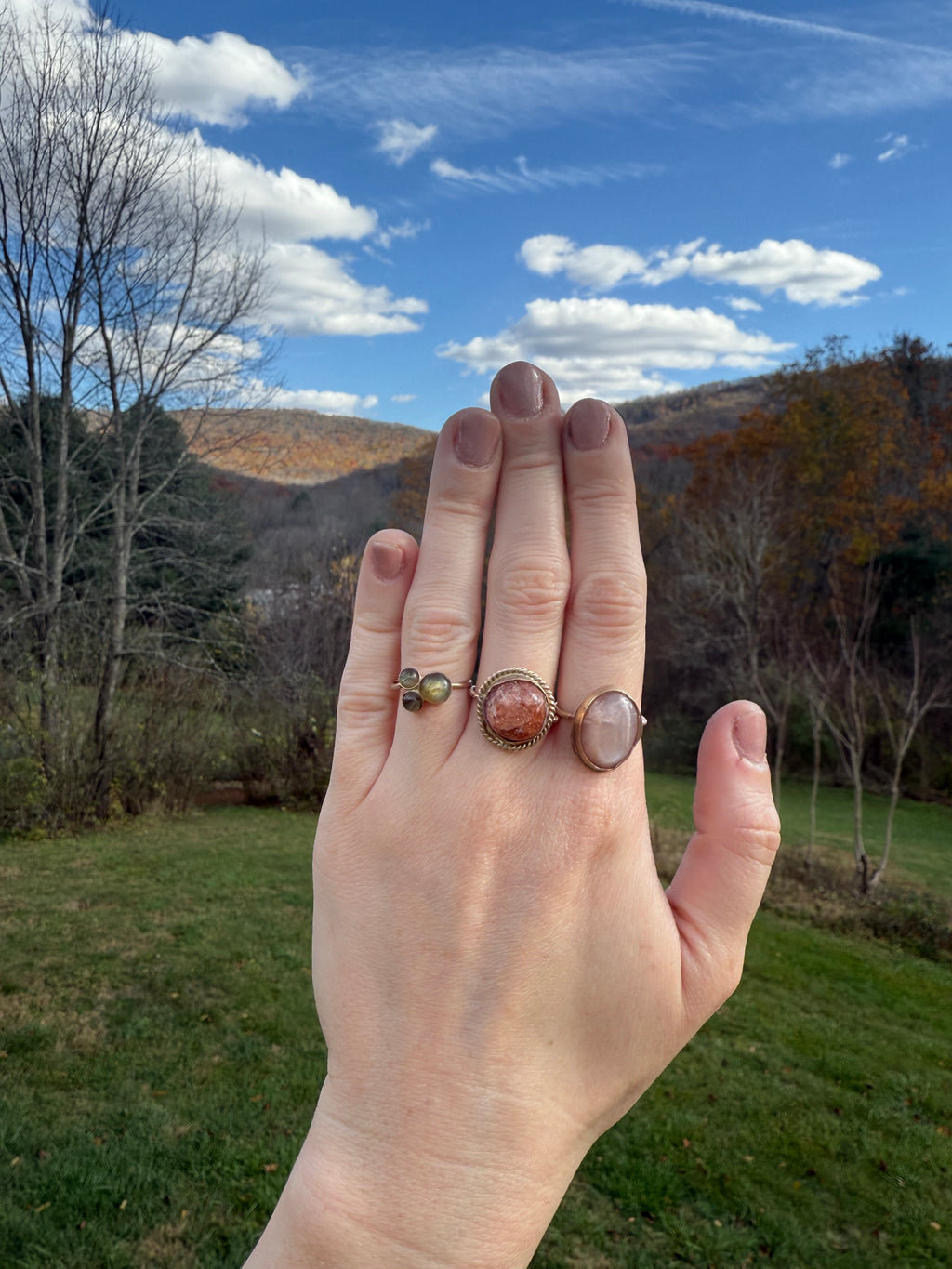 Triple Labradorite Ring