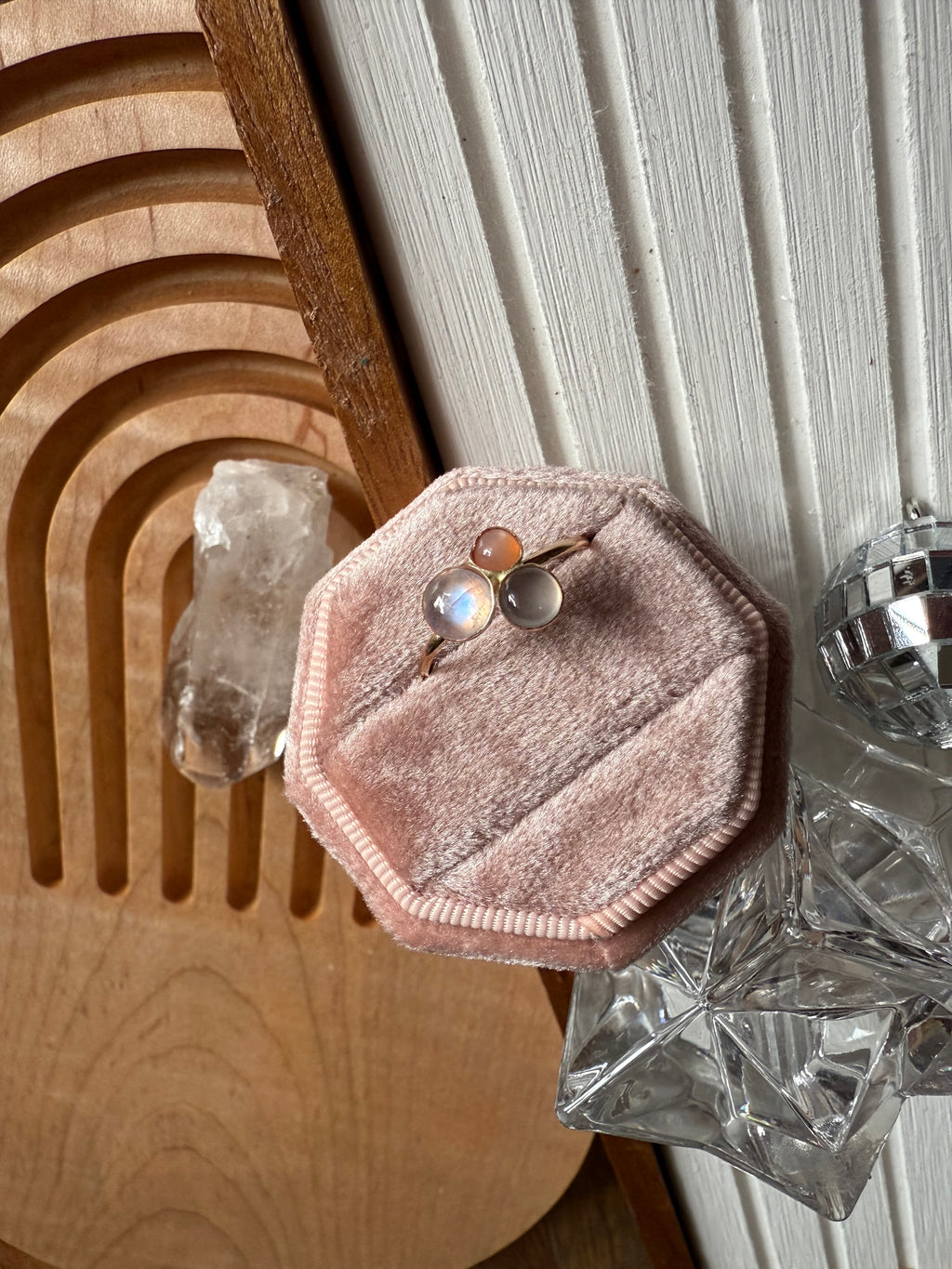 Triple Moonstone Ring