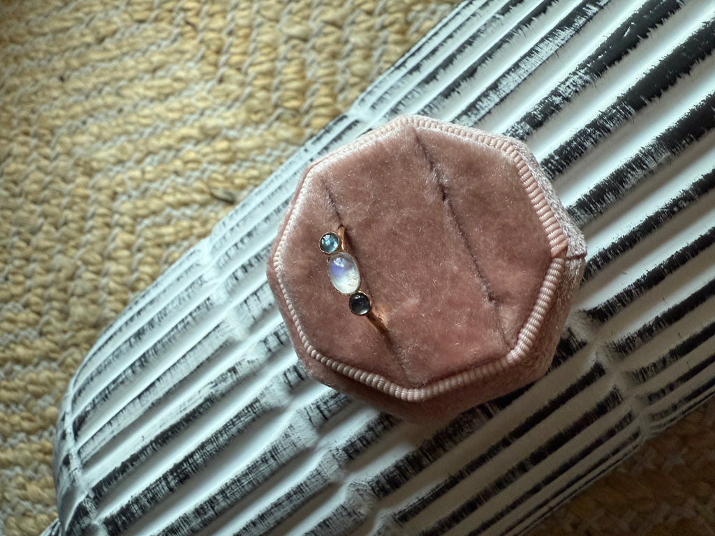 Sapphire & Moonstone Ring Size 5.25