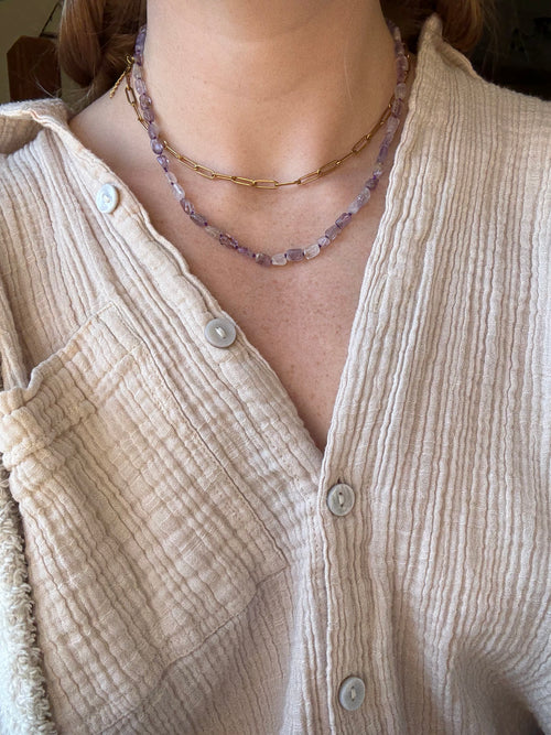 Amethyst Rectangle Necklace