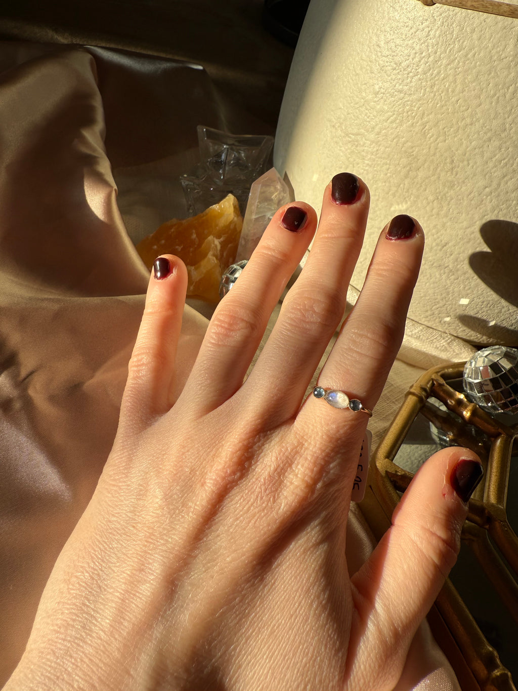 Sapphire & Moonstone Ring Size 5.25
