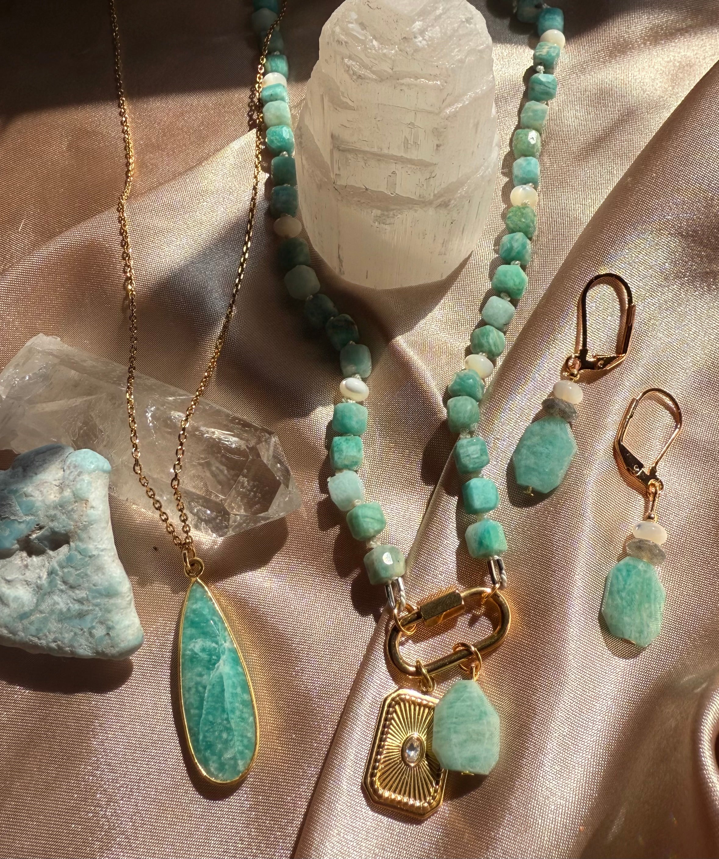Amazonite Cubed Necklace – Sunlit Gems Co
