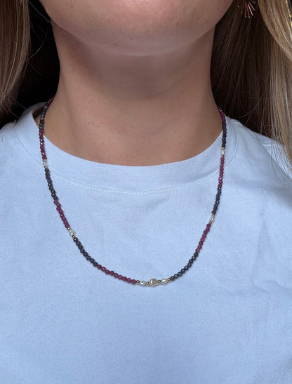 Ruby, Sapphire, and Pearl Necklace